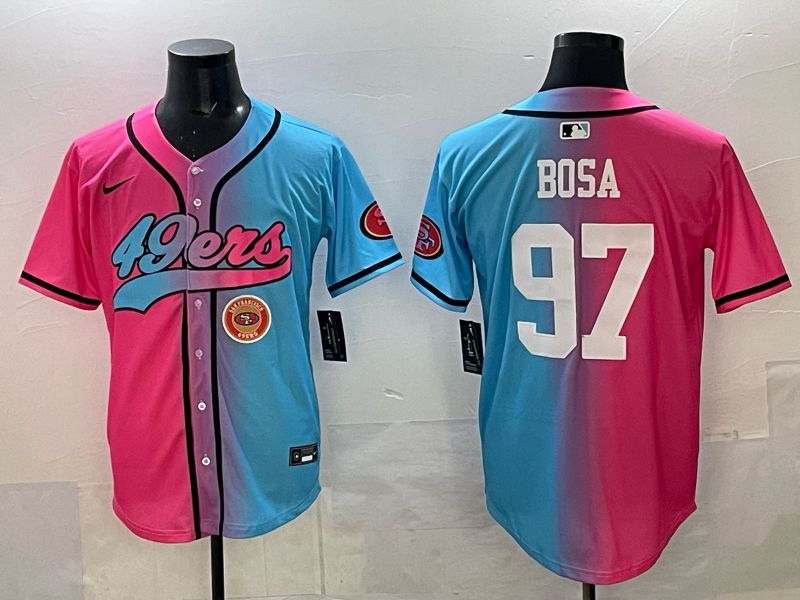 Men 2025 San Francisco 49ers #97 Bosa Pink Blue Nike Limited NFL Jersey 013->san francisco 49ers->NFL Jersey